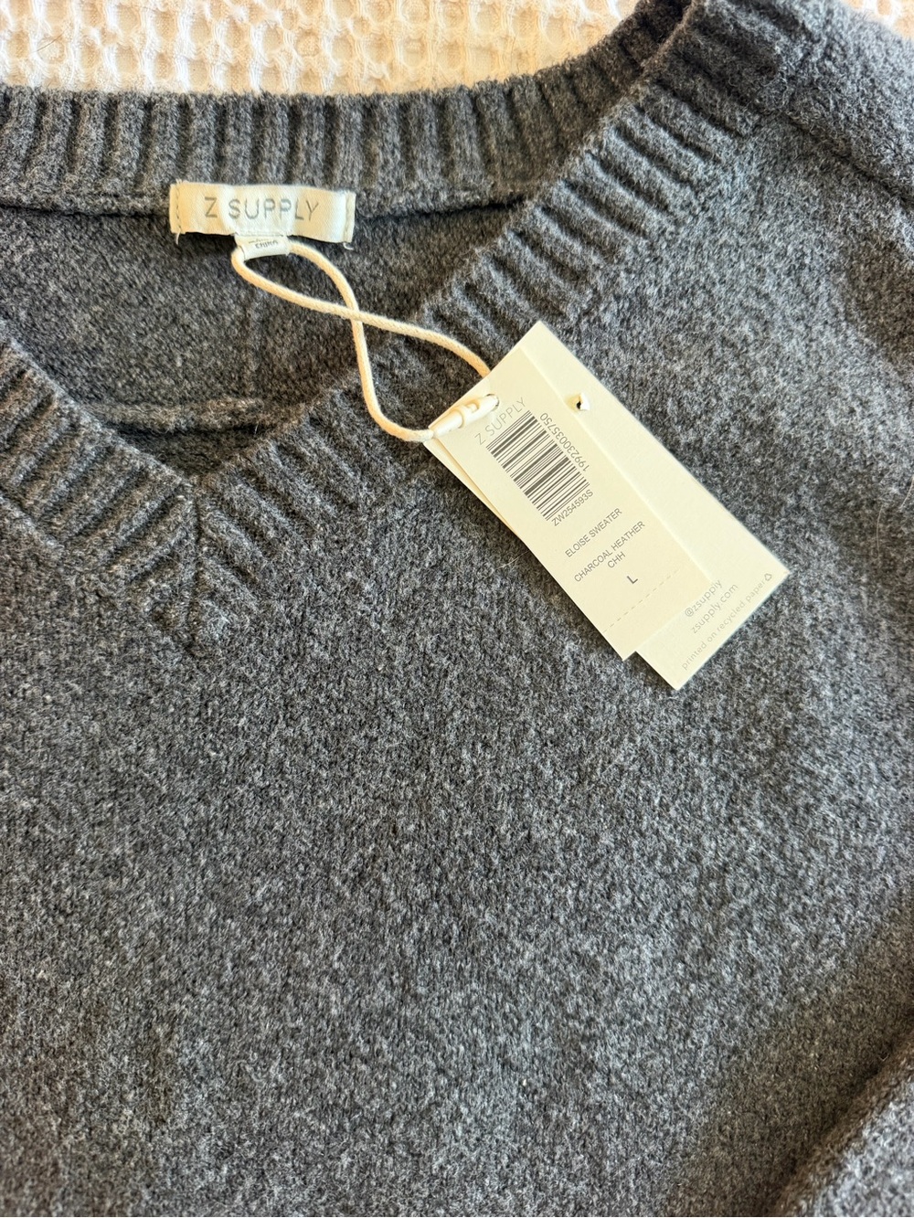 Z Supply Women’s Eloise Charcoal V-Neck Sweater NWT